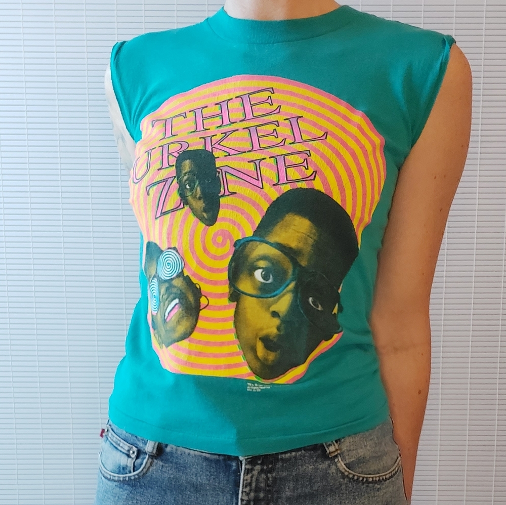 Vintage 90s Single Stitch Muscle Tee Tank Small XS Steve Urkel Family Matters